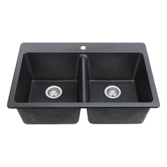 2 bowls, 33''X22'', dual mount kitchen sink