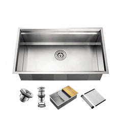 1 bowl, 32''X19'', undermount kitchen sink with accessories