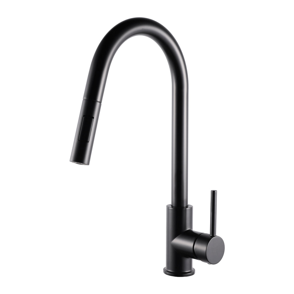 Luxurious MONROE-BK Matte Black Kitchen Faucet: Timeless design, versatile functionality.