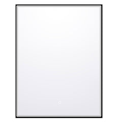 24’’X32’’ matte black framed rectangular mirror with LED lights