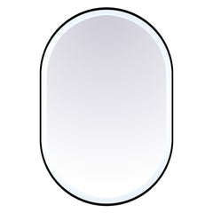 Miroir ovale 36'' avec cadre noir mat