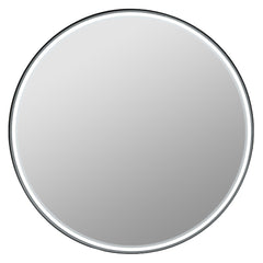 Miroir rond 30'' encadré noir mat avec lumières LED